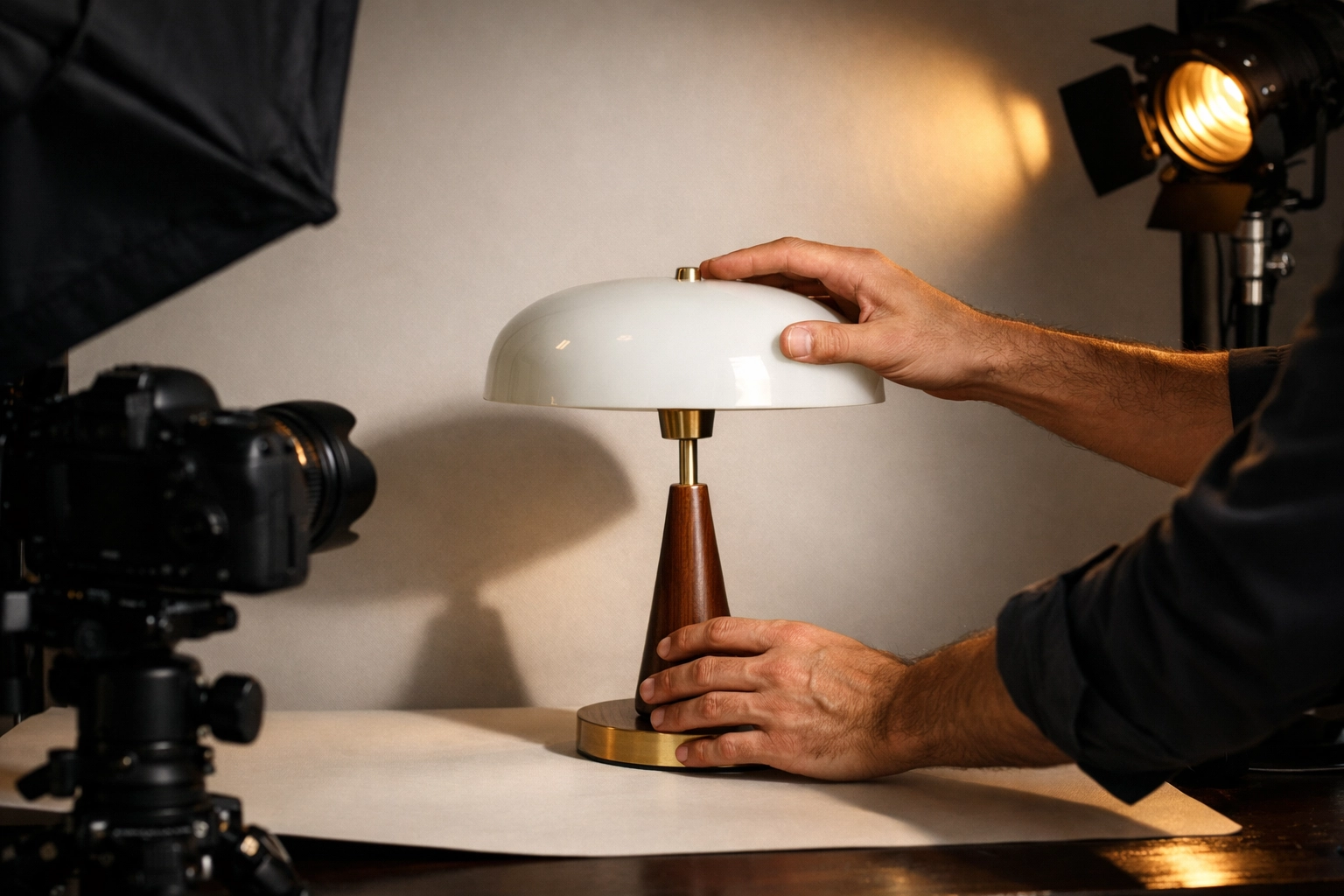 Professional photographer documenting estate items for online auction listing