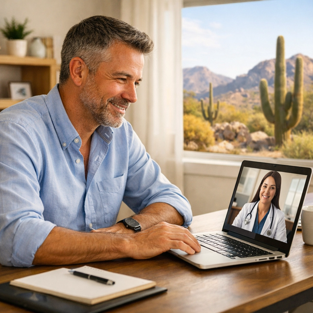Arizona professional having telemedicine consultation for medical weight loss from home