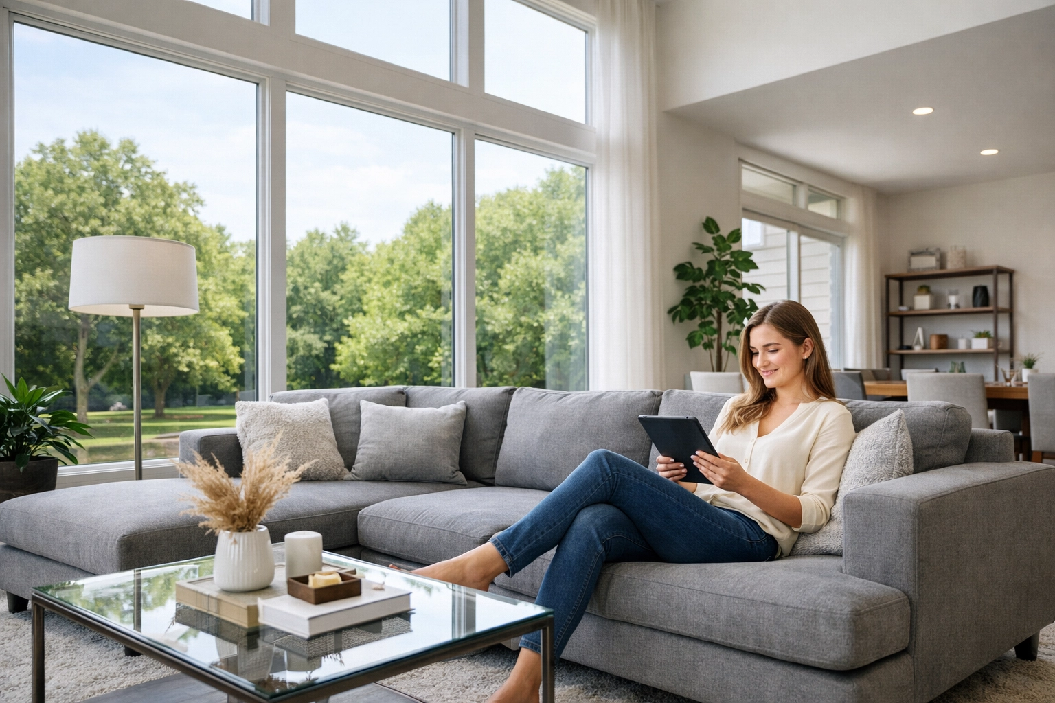 Modern common area in a Ballantyne shared living home