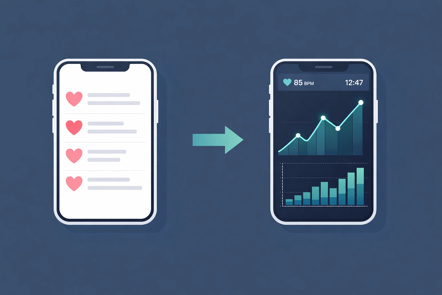 A transition from a social media feed to a cycling performance analytics graph on a smartphone.
