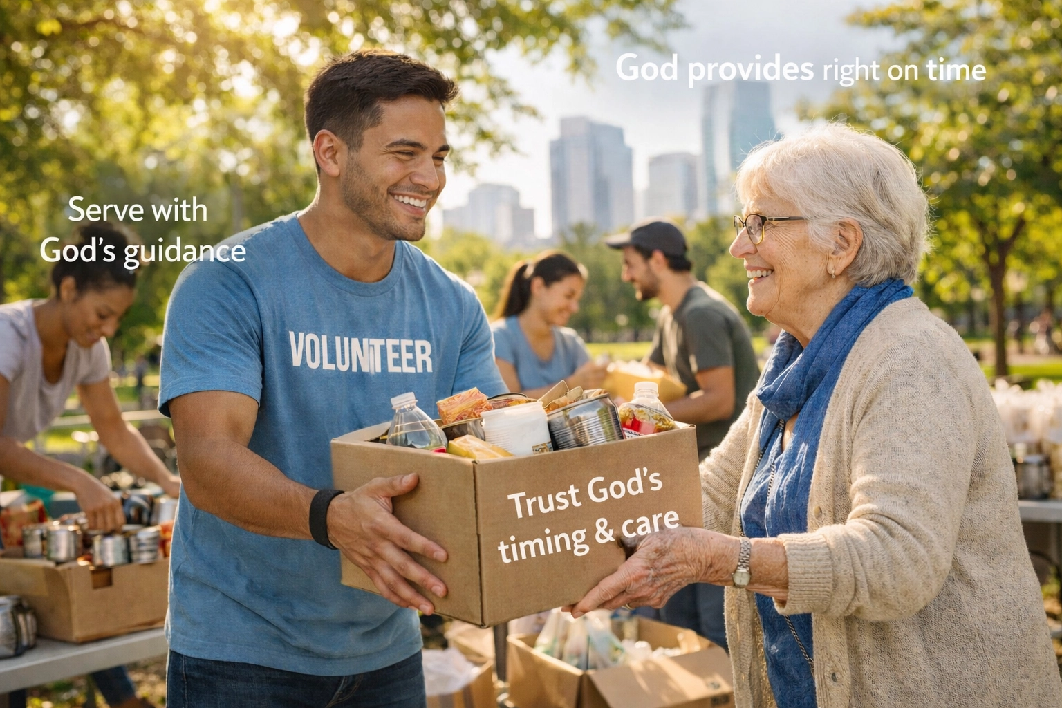 A young man serves his community with joy, practicing stewardship while trusting God as Overseer and Director.