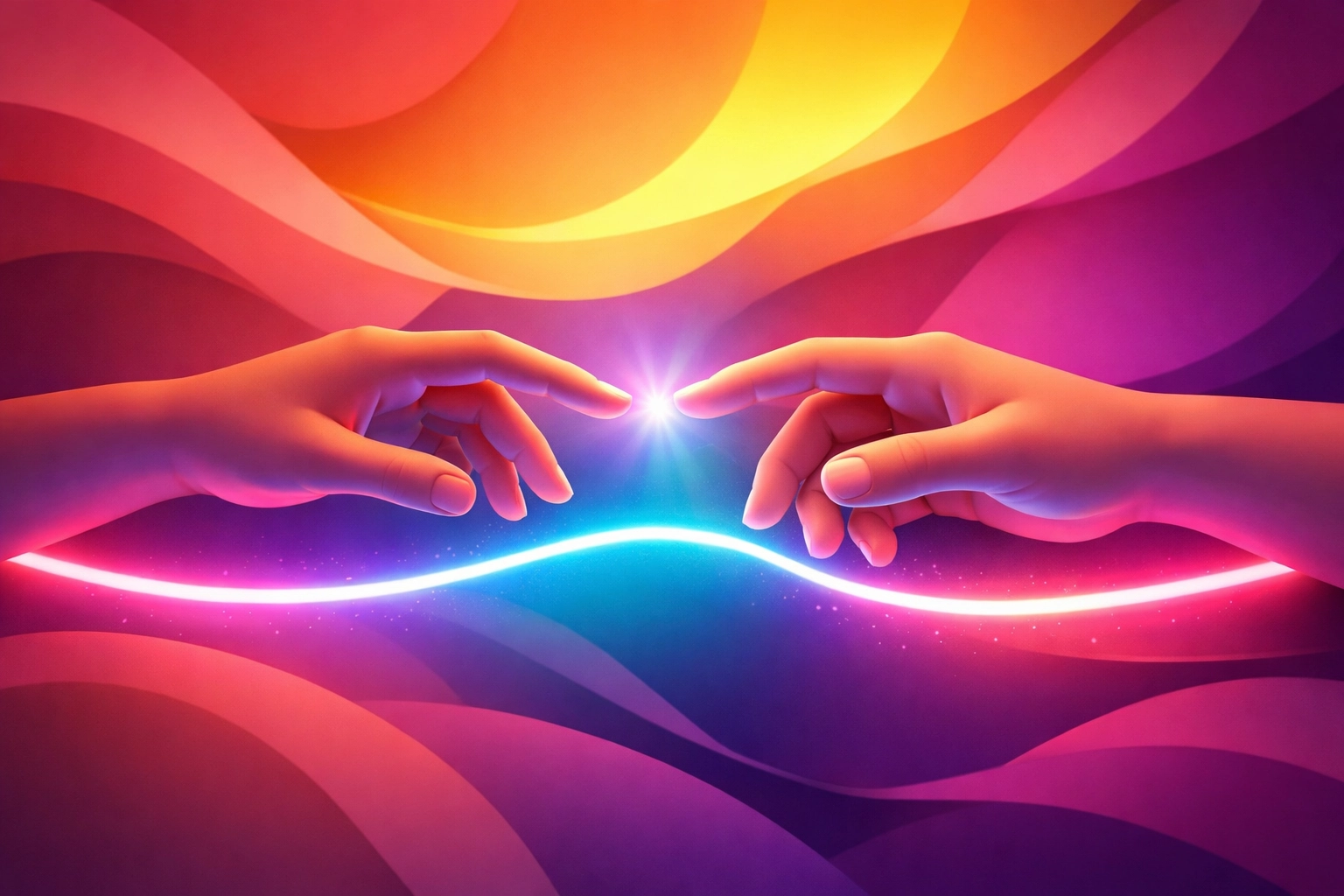 Two hands reaching across a glowing boundary representing connection through consent and communication