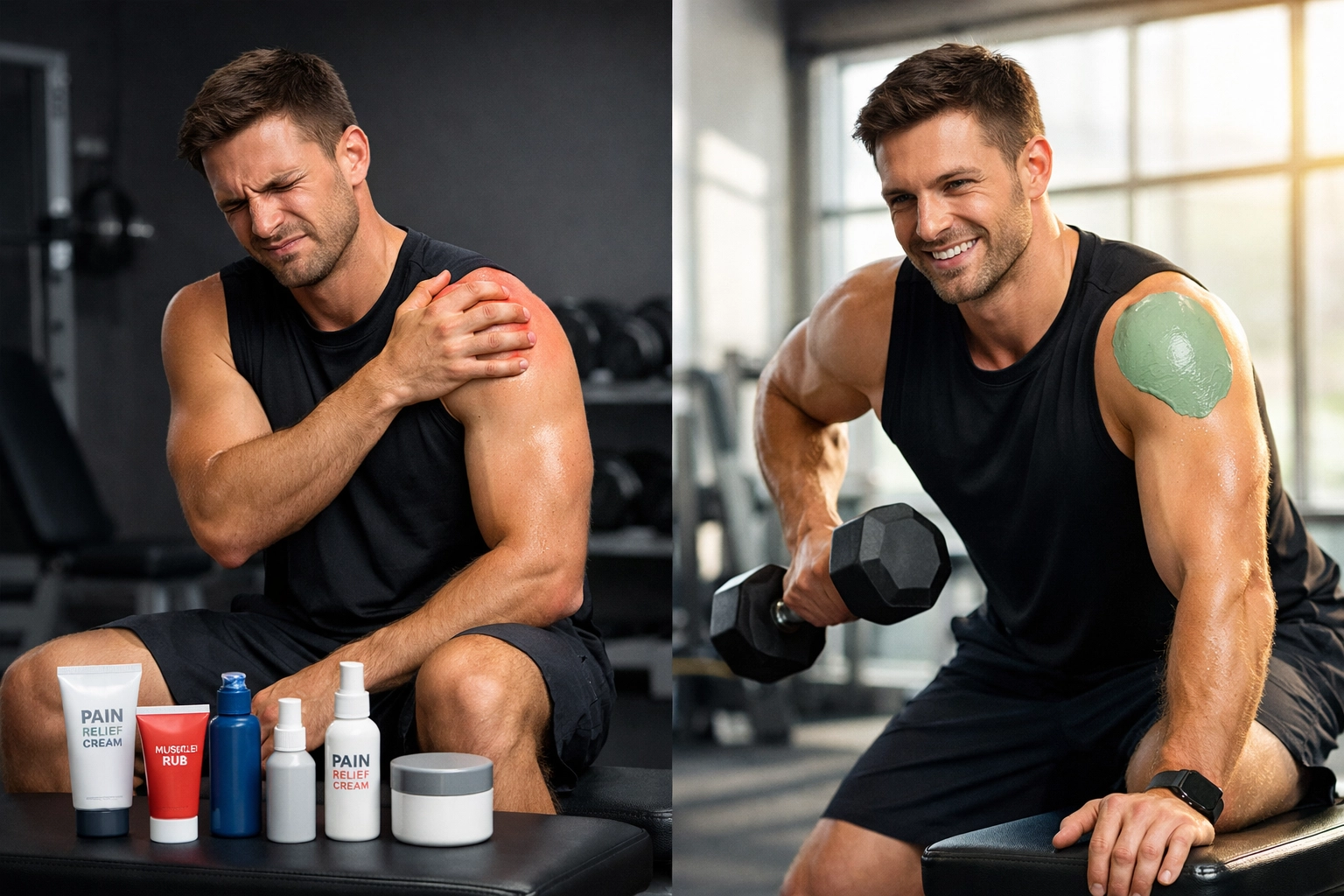 Athlete comparing Tiger Balm vs Biofreeze synthetic relief with natural green clay healing