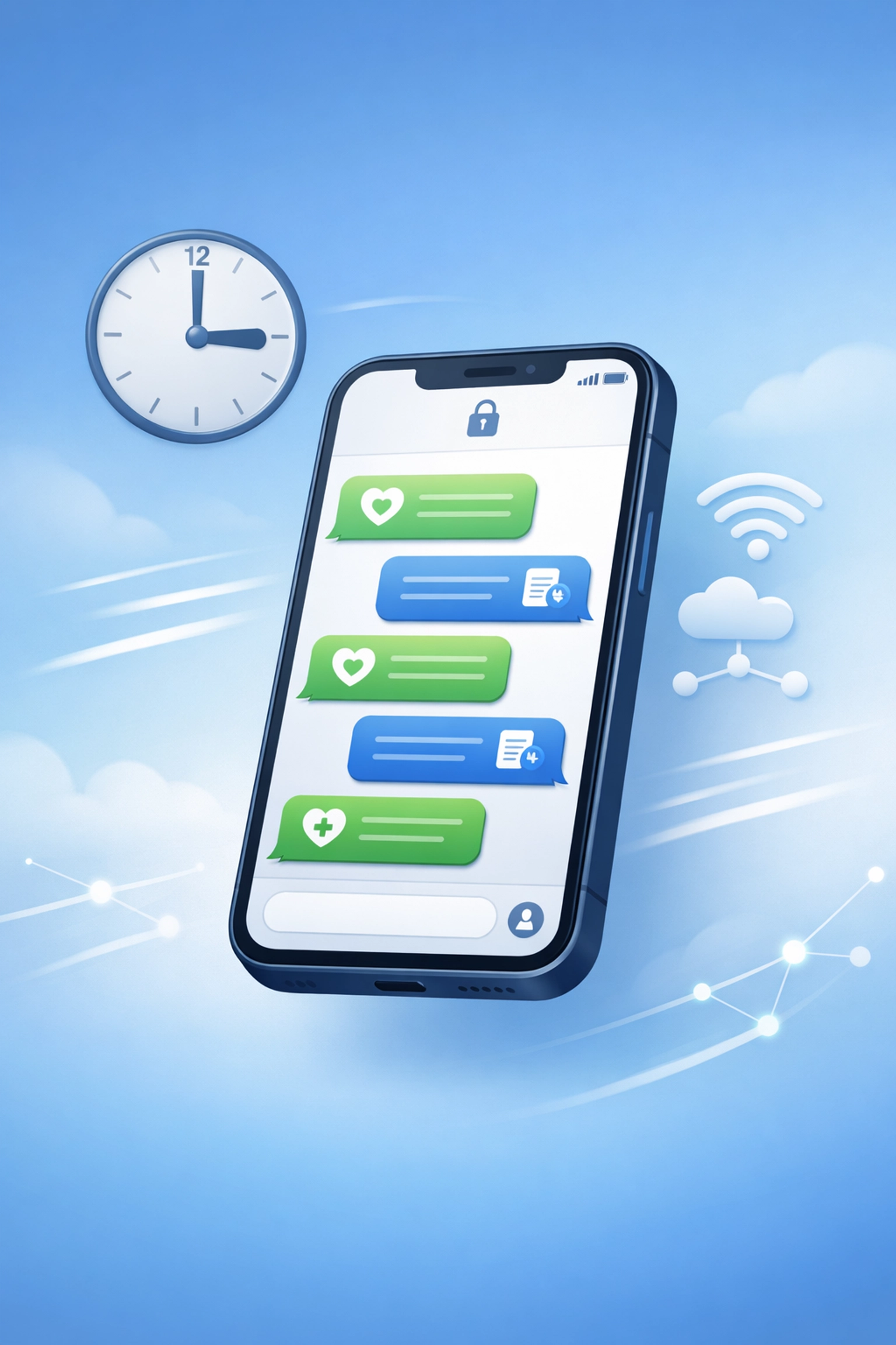 Smartphone displaying secure medical chat interface for 3 AM doctor consultations