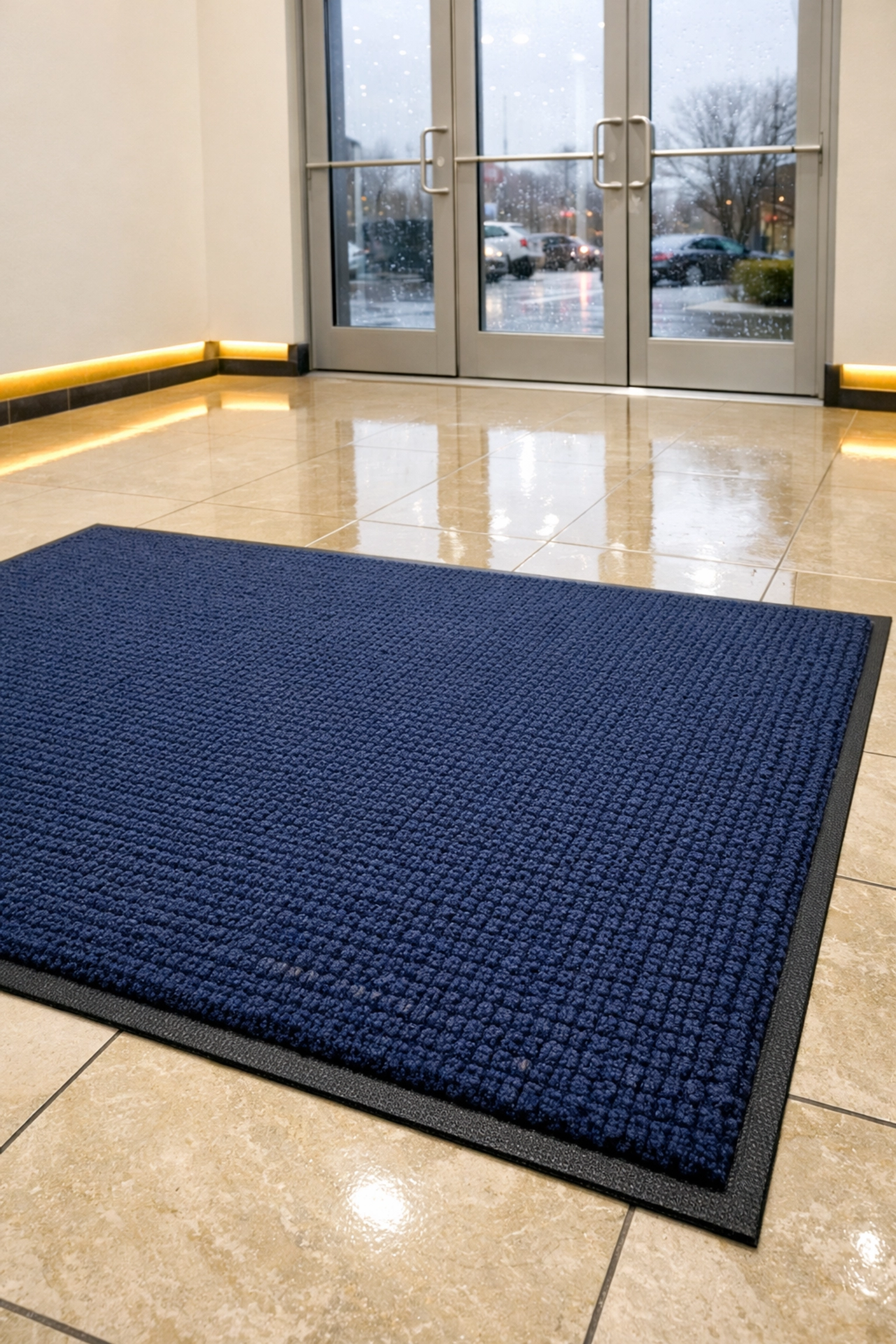 Safe retail store entryway in Springfield featuring dry, salt-free floors maintained by commercial cleaning MA experts.