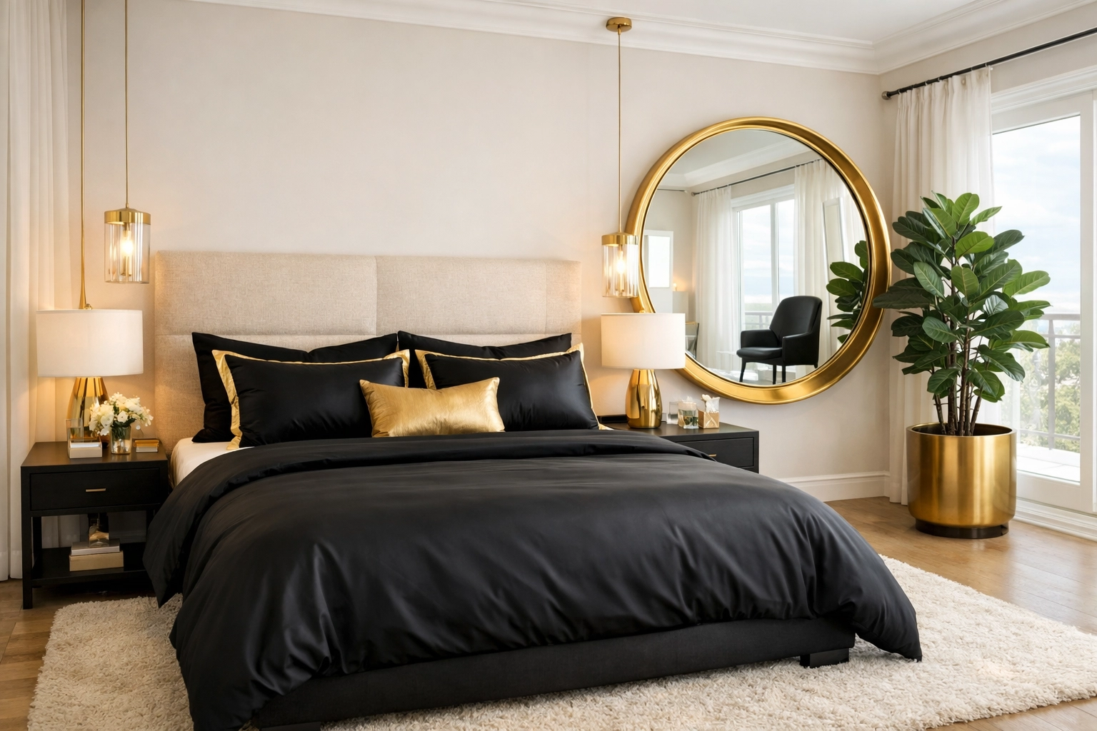A perfectly staged luxury bedroom representing a professional property handover and meticulous inventory care.
