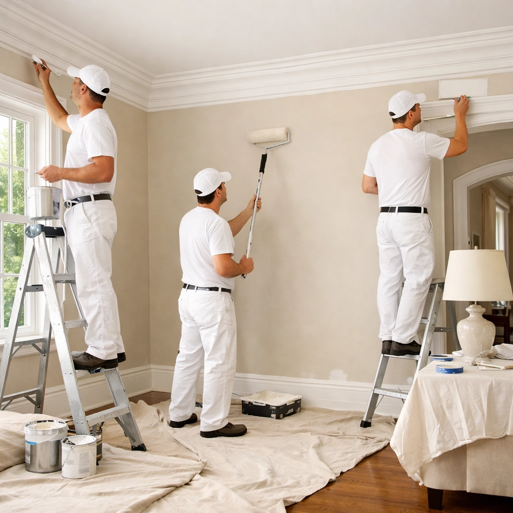 Flawless Painting crew performing interior painting services in Atlanta home