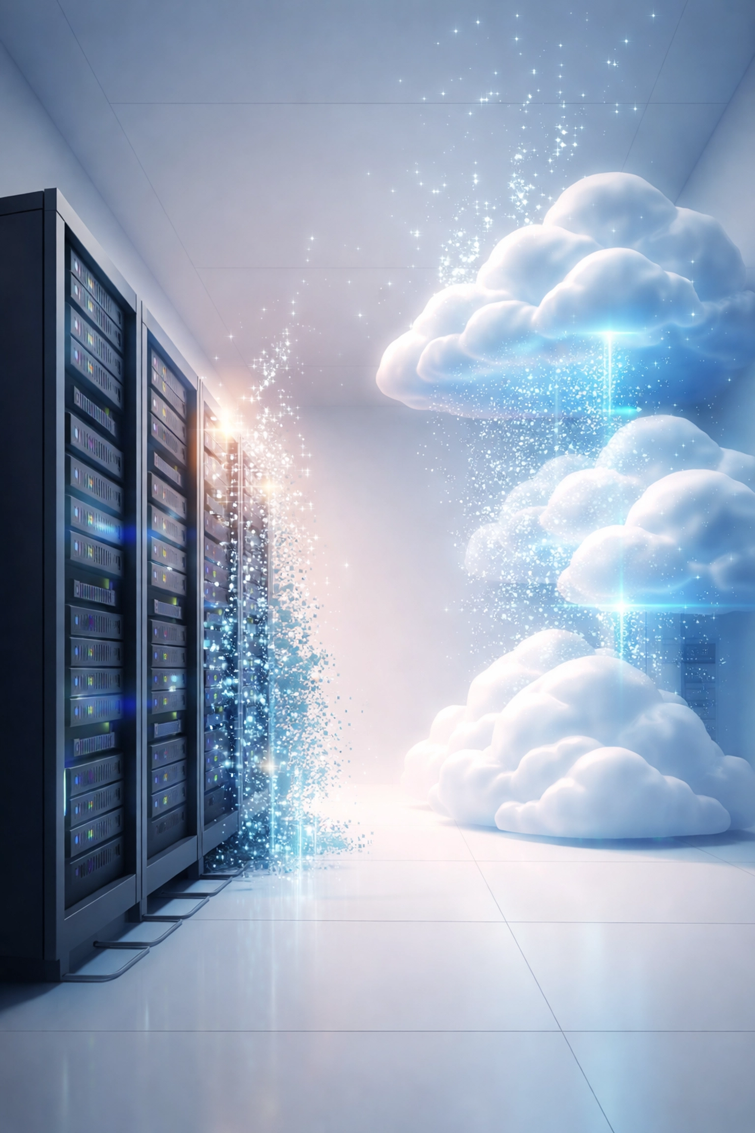 Office servers transforming into cloud infrastructure during SMB cloud migration