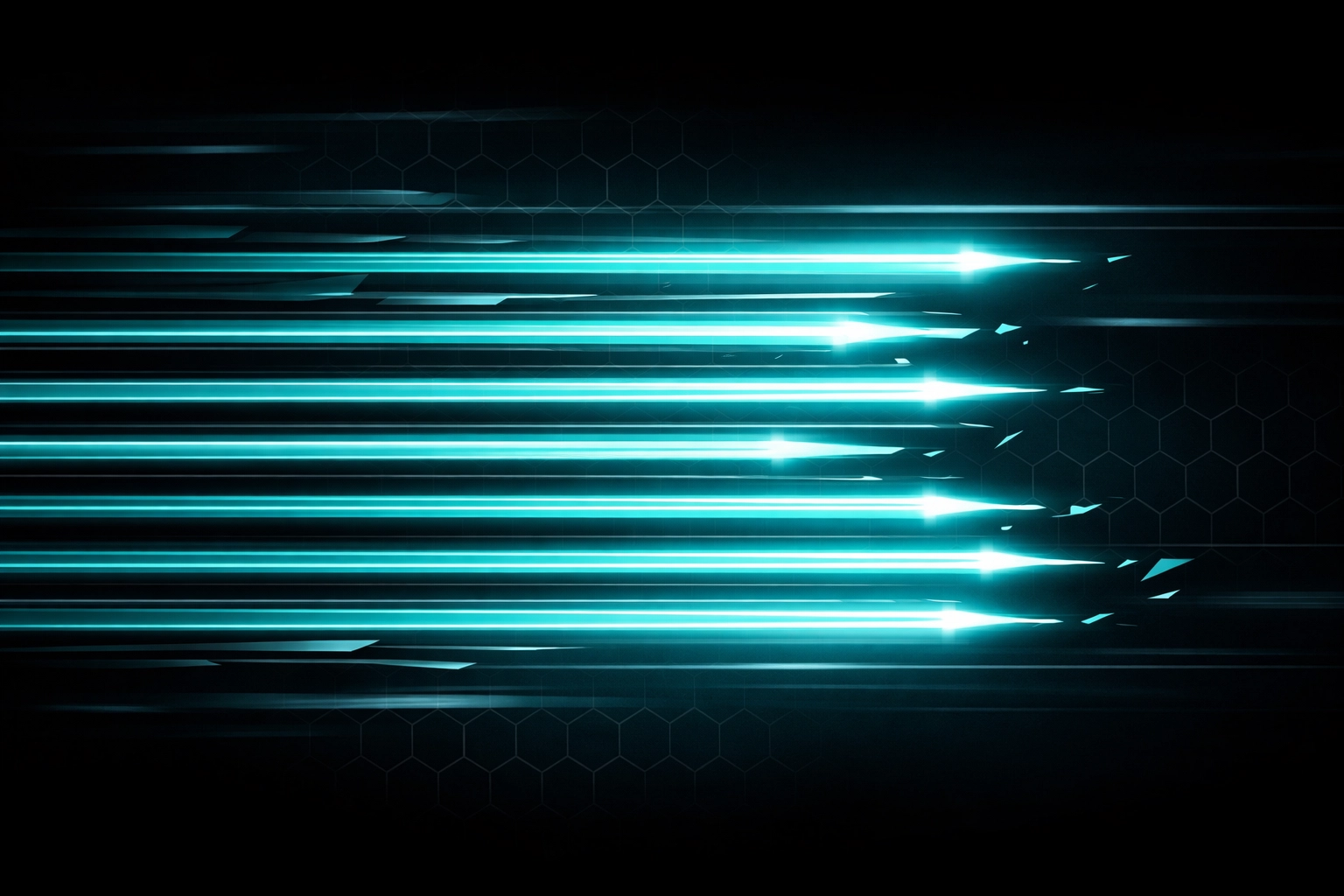 Fast parallel test execution visualized by glowing light beams representing high-speed software delivery.