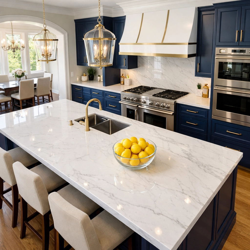 Spotless luxury kitchen in Dover, Massachusetts, showcasing professional residential cleaning Massachusetts services.