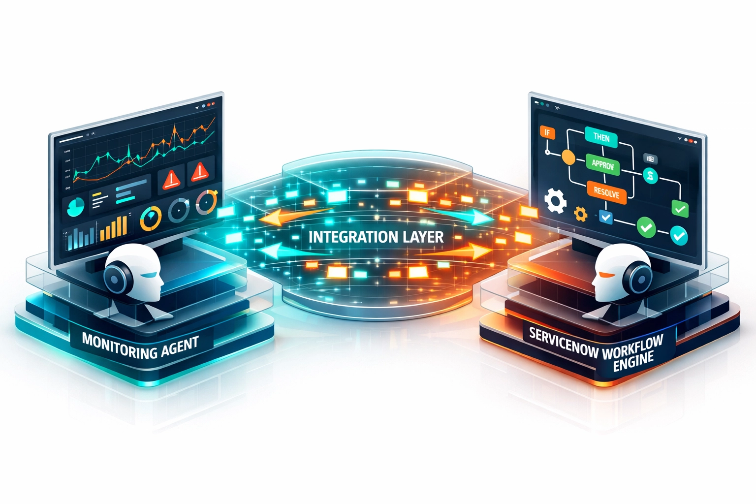 Agent-to-agent collaboration between monitoring systems and ServiceNow workflow automation