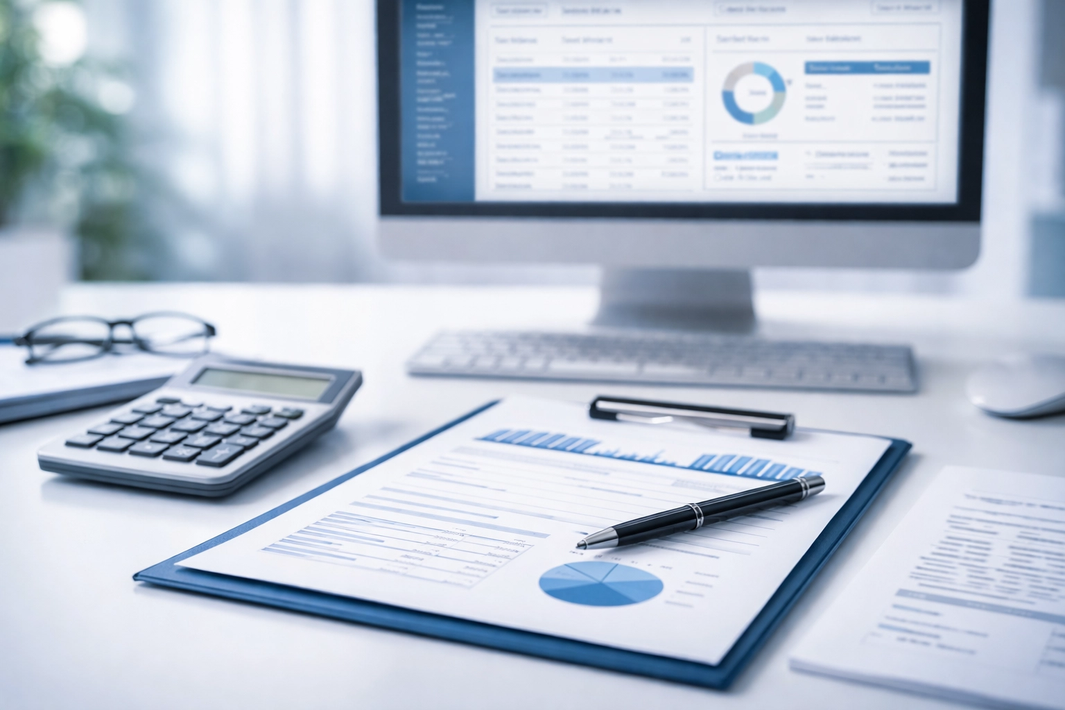 Organized business documents for payroll compliance