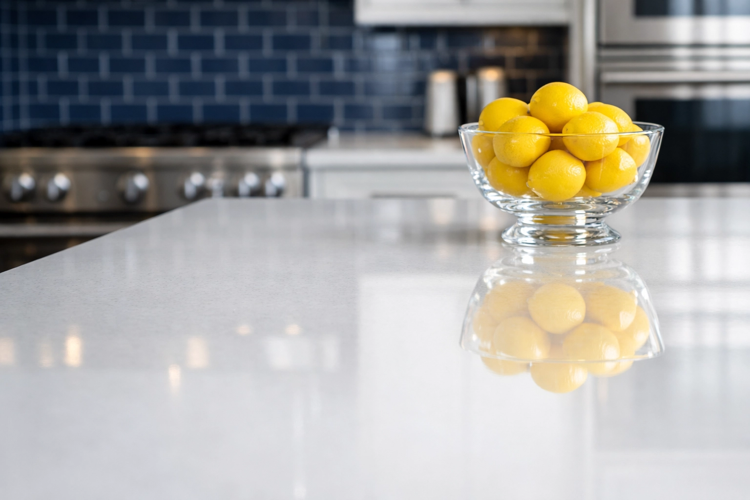 Spotless luxury kitchen island showing the results of professional house cleaning in Westminster, MA.