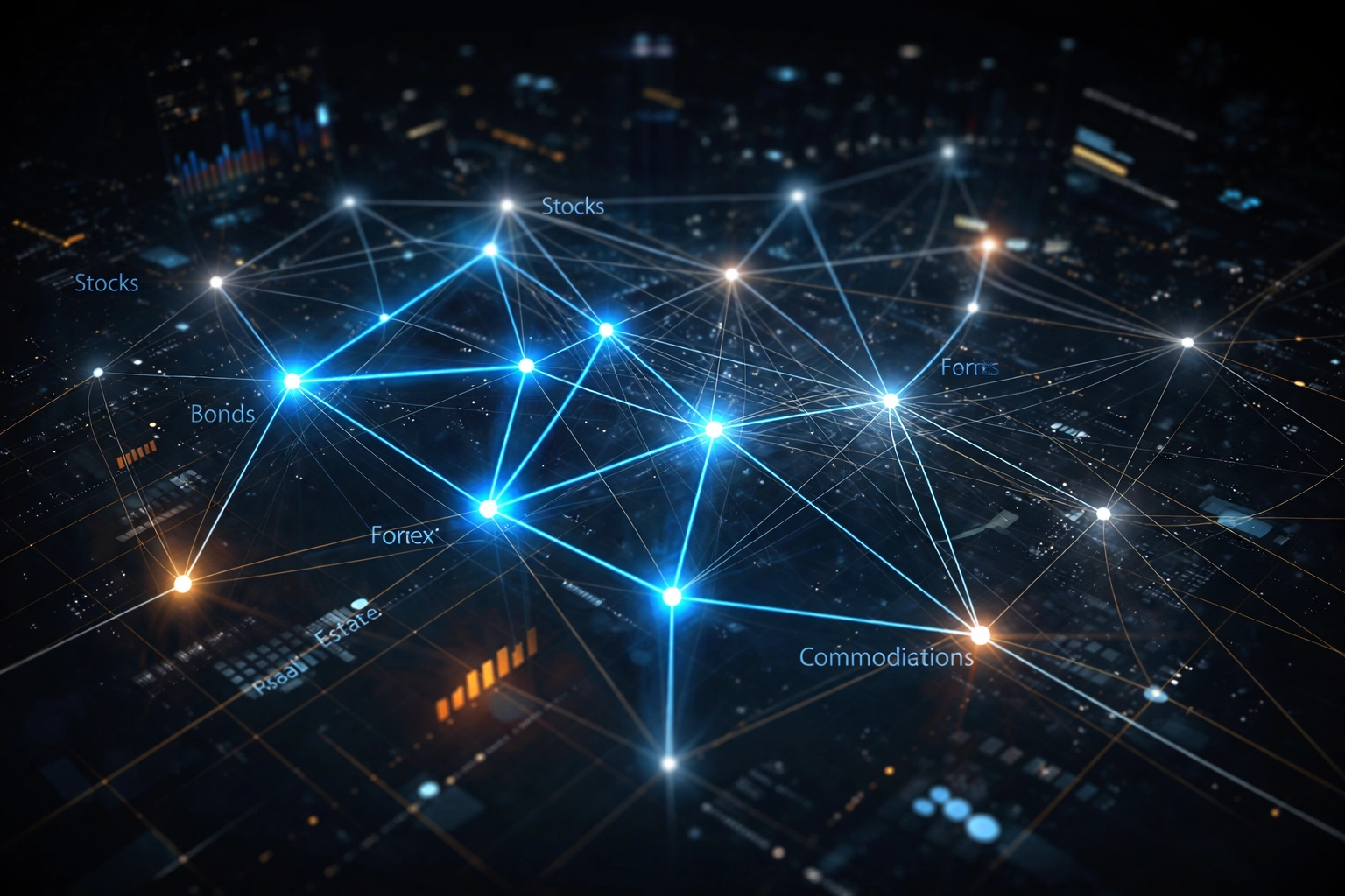 Visual representation of portfolio asset connections highlighting true diversification and risk-return analysis.