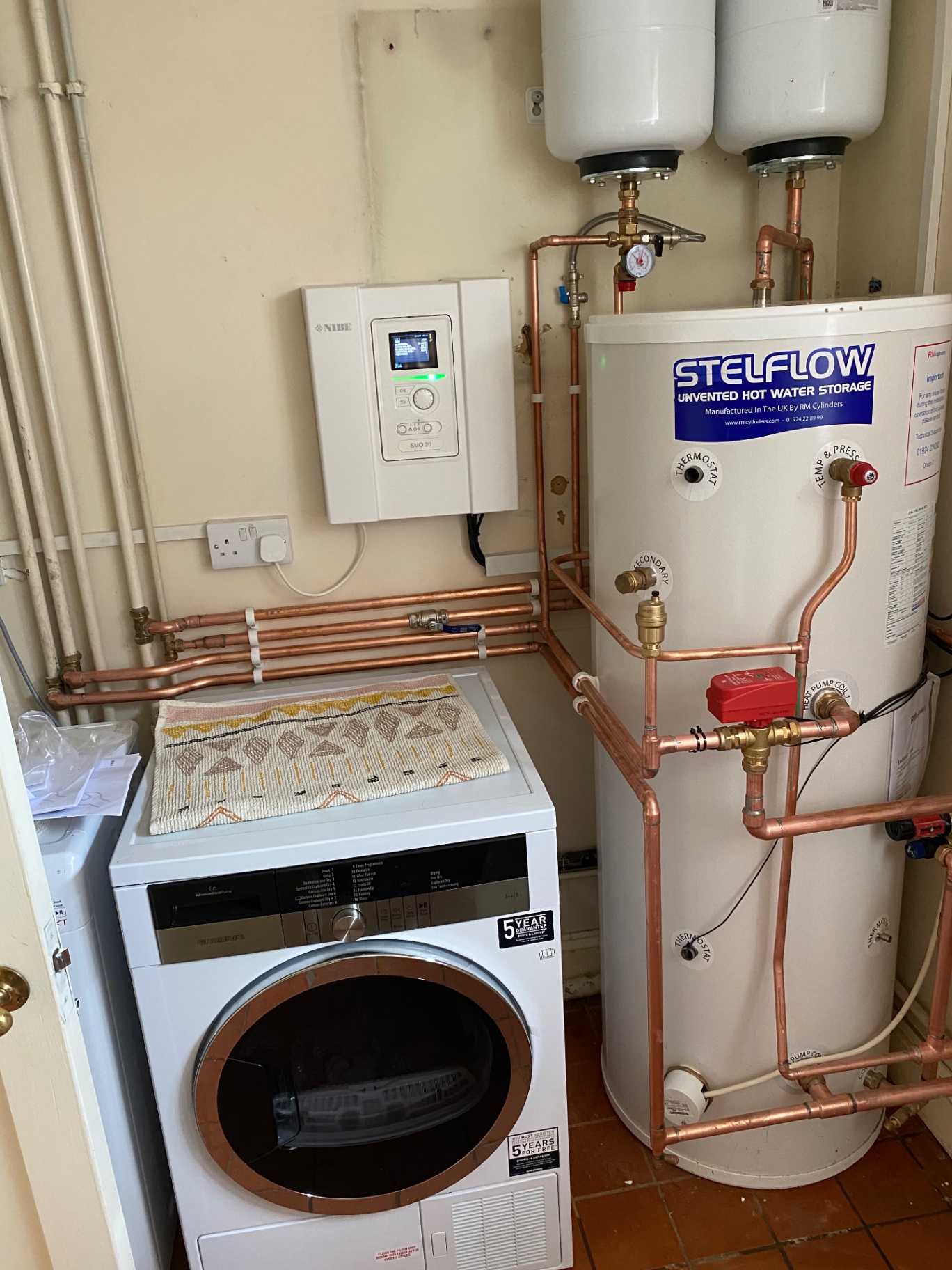 Modern utility room installation featuring high-efficiency heating system