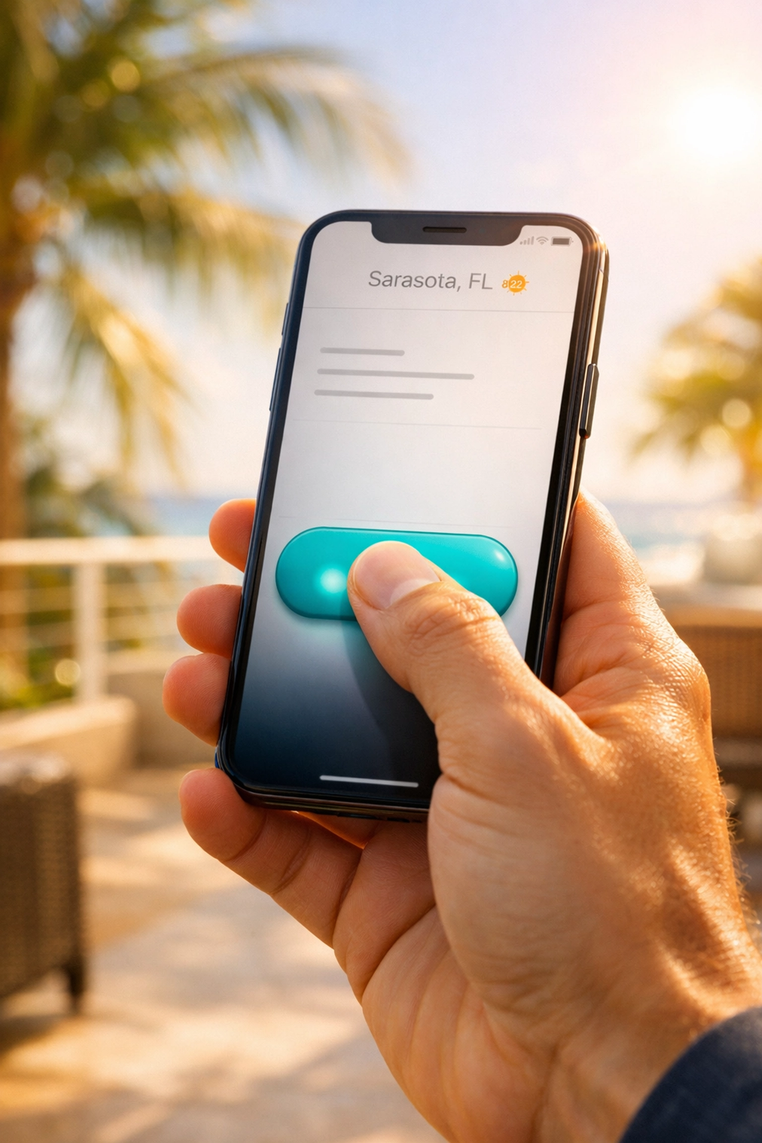Fast-loading mobile website design on a smartphone in Sarasota FL, showing high-conversion call-to-action buttons.