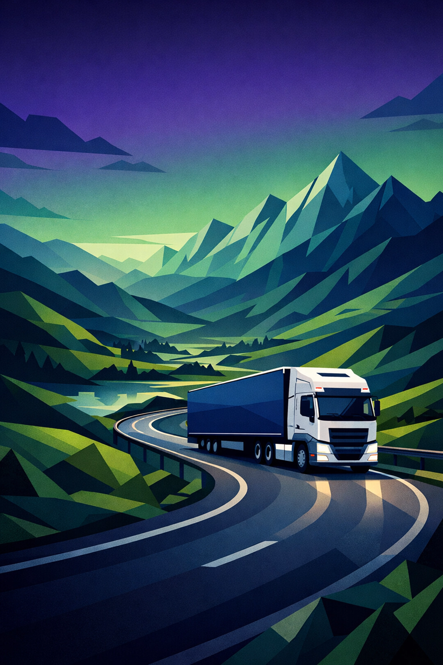 HGV truck on a scenic North West route, illustrating the balance and lifestyle in Class 1 and Class 2 driver jobs.