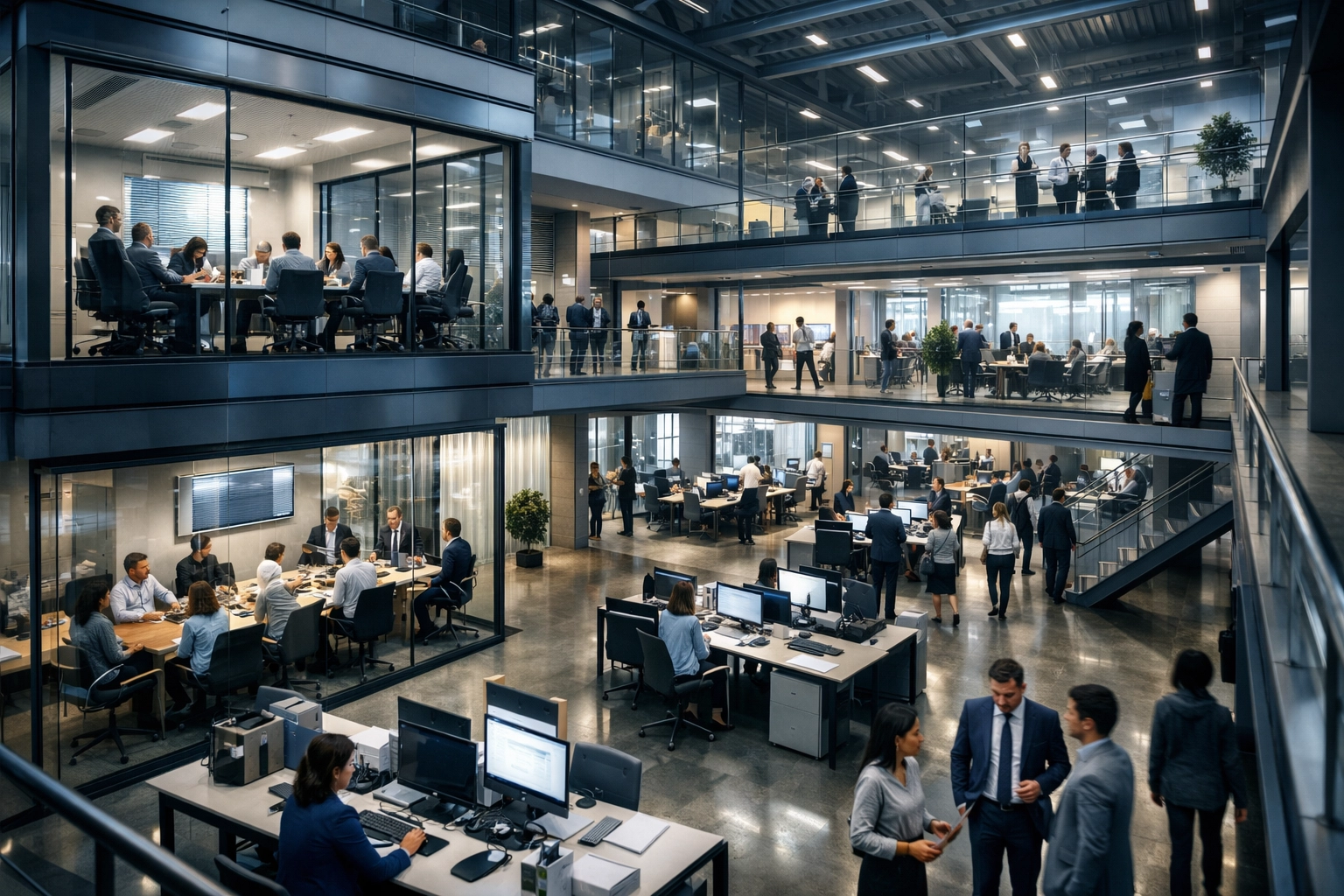 Modern private company office space representing the 80% of US economy in private markets