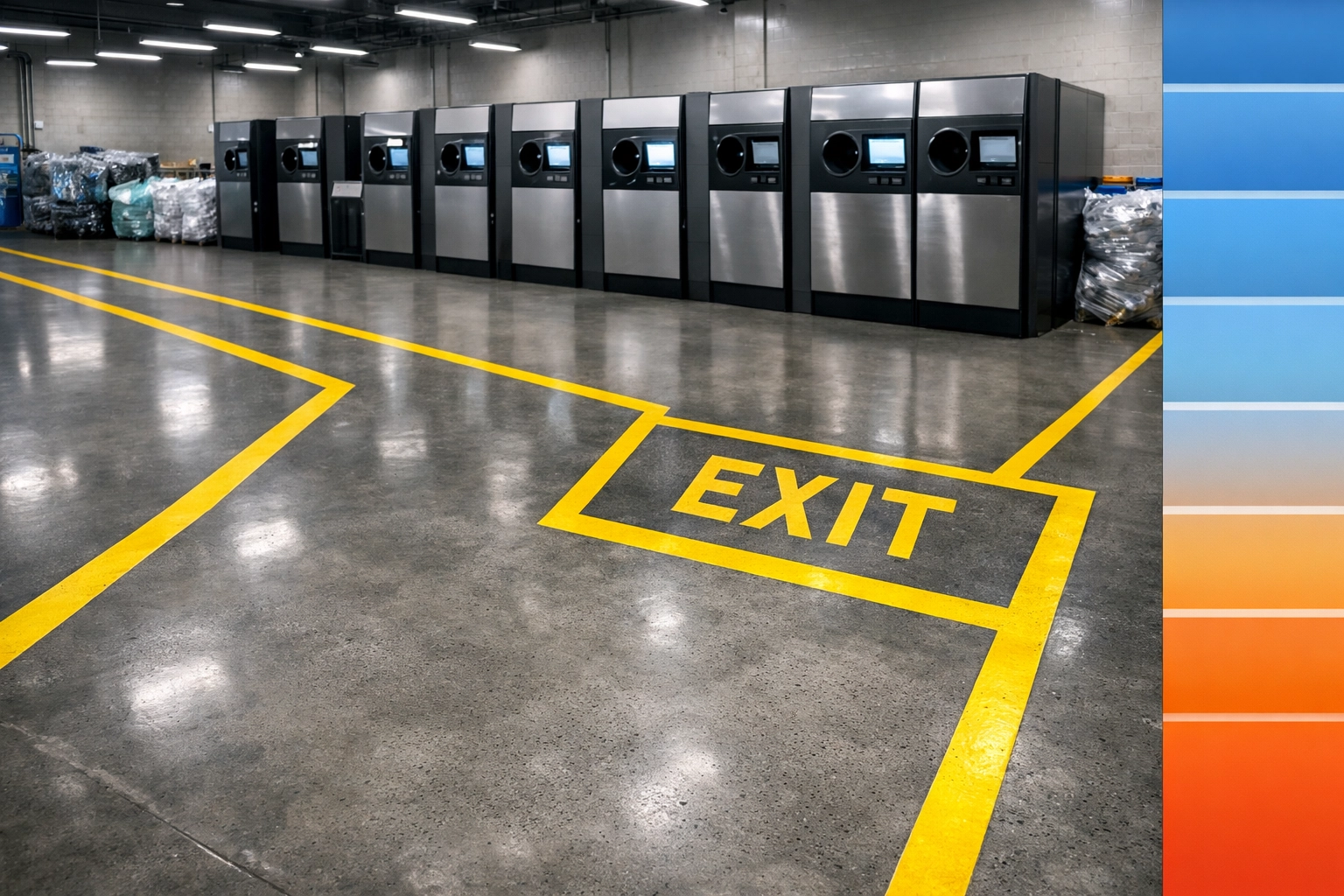 Clean CT redemption center with safety floor lines to reduce general liability insurance connecticut claim risks.