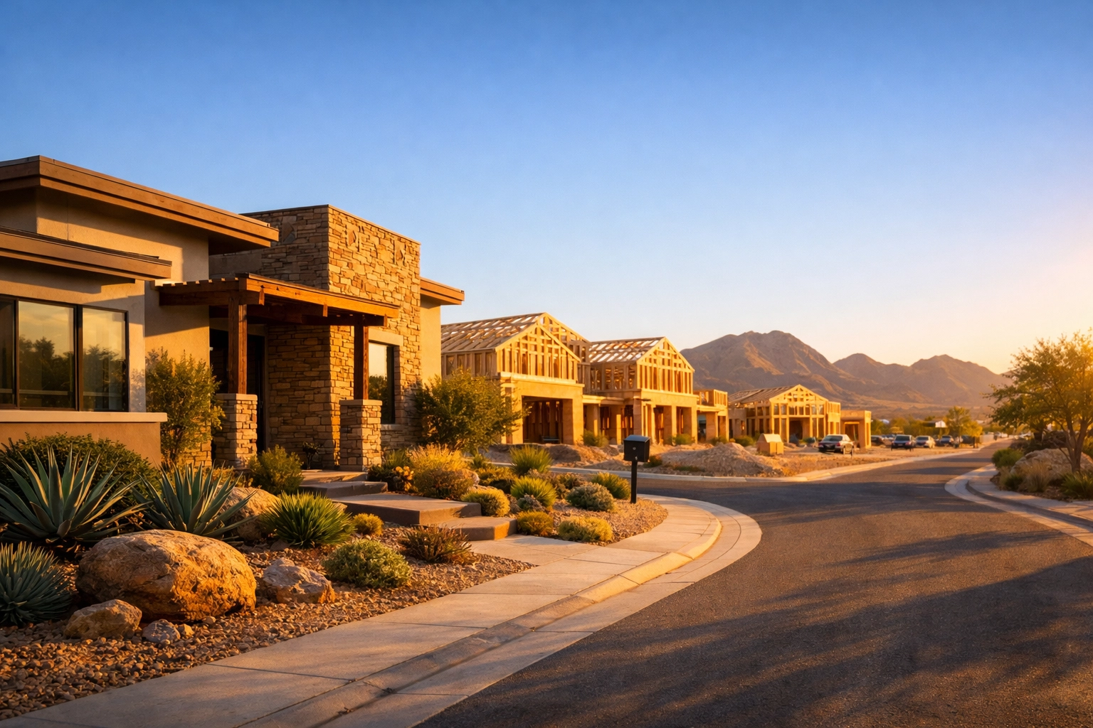 Modern new construction homes in Arizona West Valley designed for workforce housing and local educators.