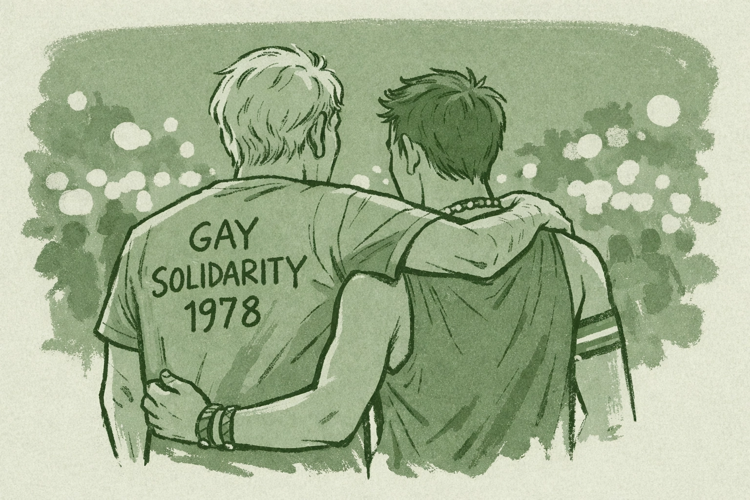 Two generations of gay men at Sydney Mardi Gras celebrating LGBTQ+ pride together