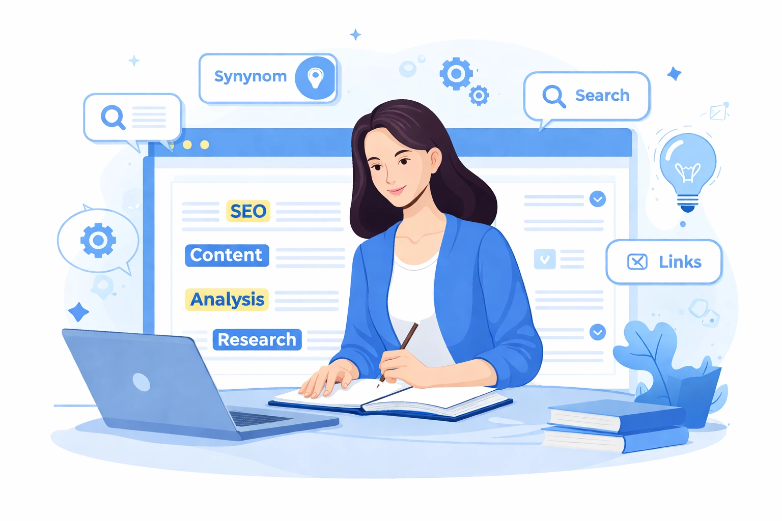 Writer editing web content to use keywords naturally and avoid keyword stuffing