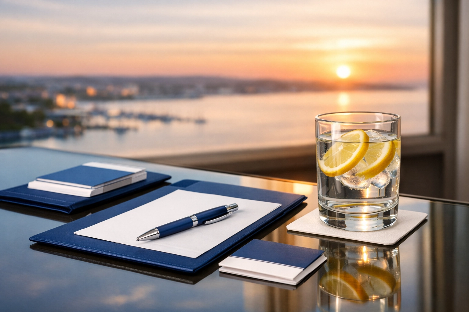 Streak-free glass conference table in a Weymouth corporate office, reflecting a professional workspace.