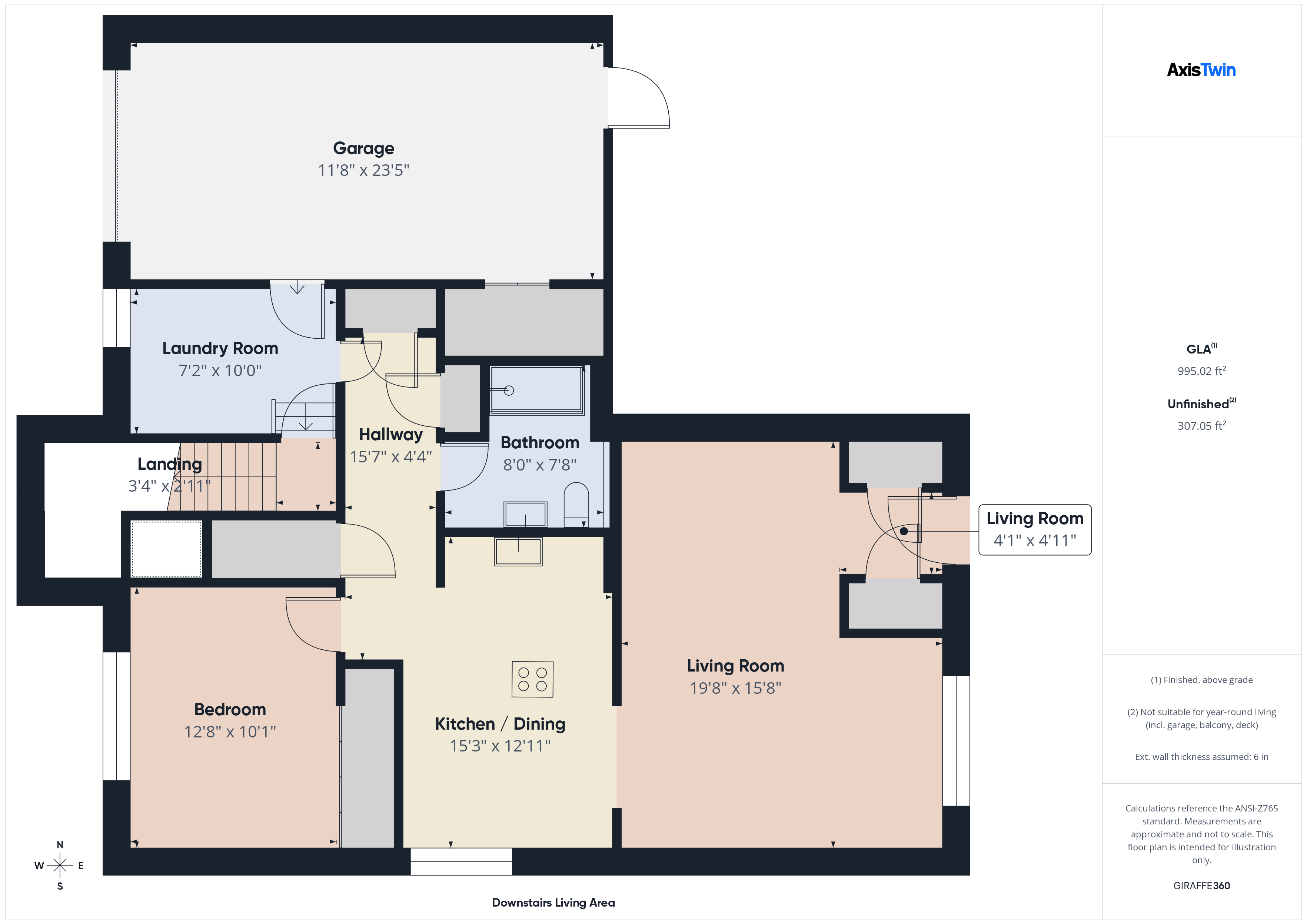 Detailed Downstairs Floor Plan - AxisTwin