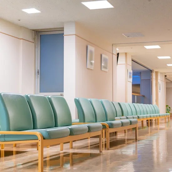 Modern modular seating in a medical facility waiting area