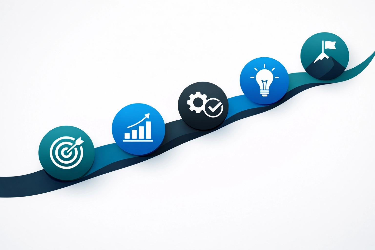 Minimalist five-stage roadmap illustration representing the DMAIC process steps for Six Sigma Yellow Belt certification.
