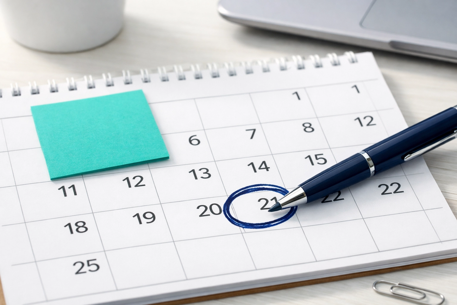 Marking business electricity contract renewal date on calendar