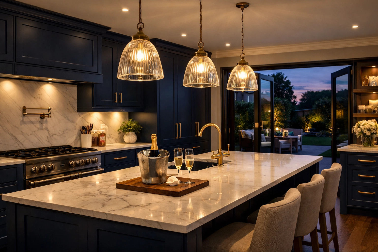 A finished luxury kitchen renovation in Chichester representing high-quality home construction results.
