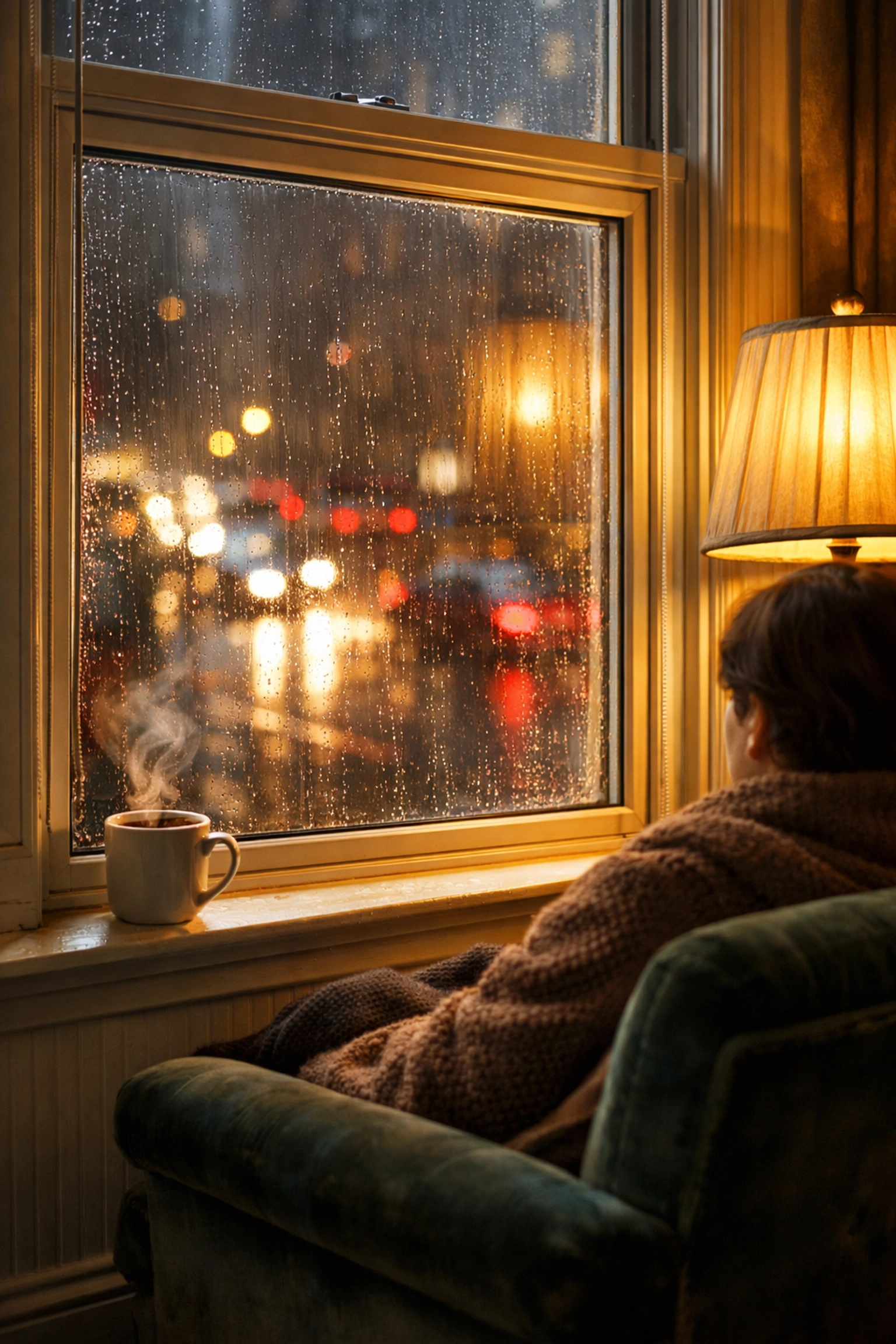 Cozy interior with secondary glazing for sash windows providing noise reduction and thermal energy efficiency.