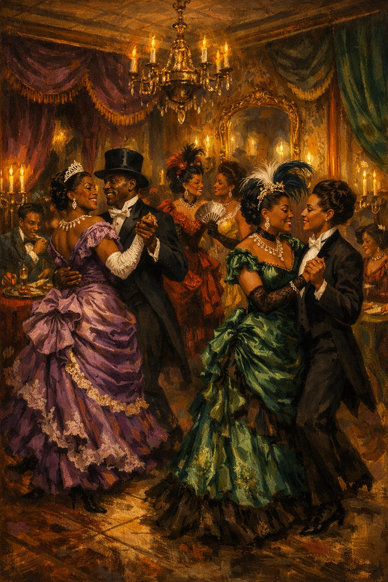 1880s underground drag ball scene with William Dorsey Swann era performers in Victorian gowns, LGBTQ history