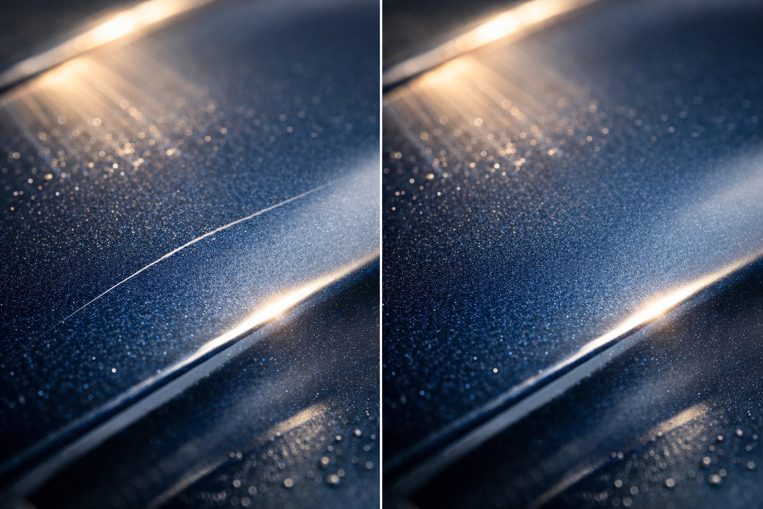 Self-healing clear bra paint protection film automatically repairing minor scratch on car hood