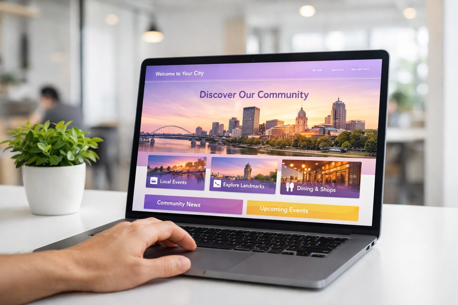 Laptop displaying location-specific website content to improve local SEO and service business visibility.