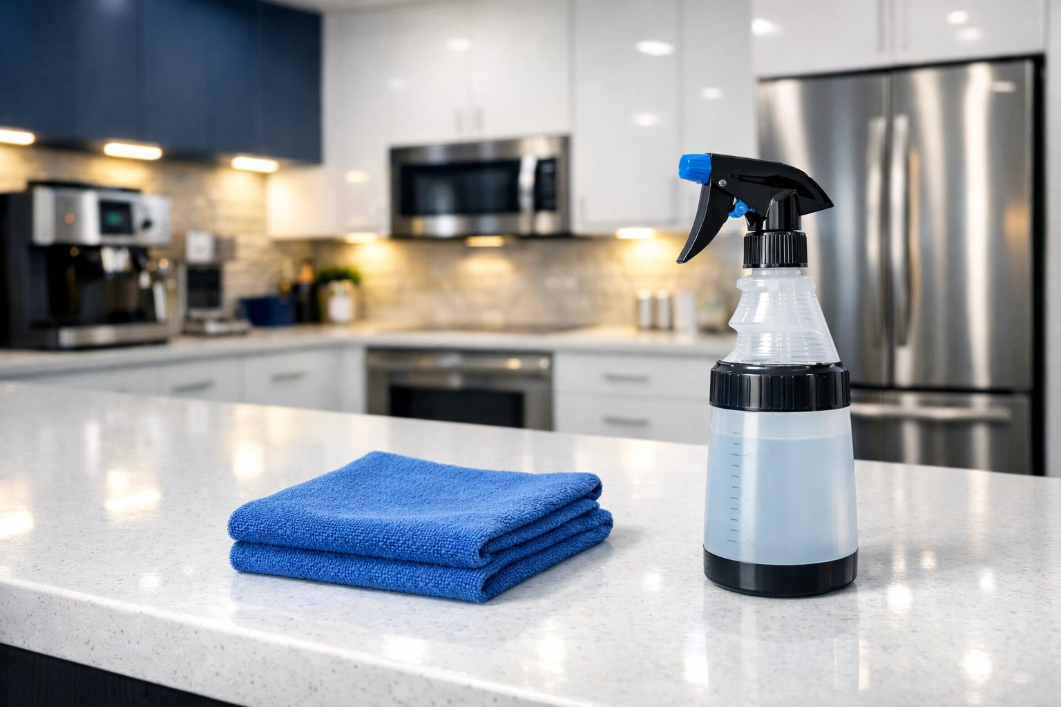 Sanitized commercial kitchen counter showcasing expert janitorial services Massachusetts cleaning standards.