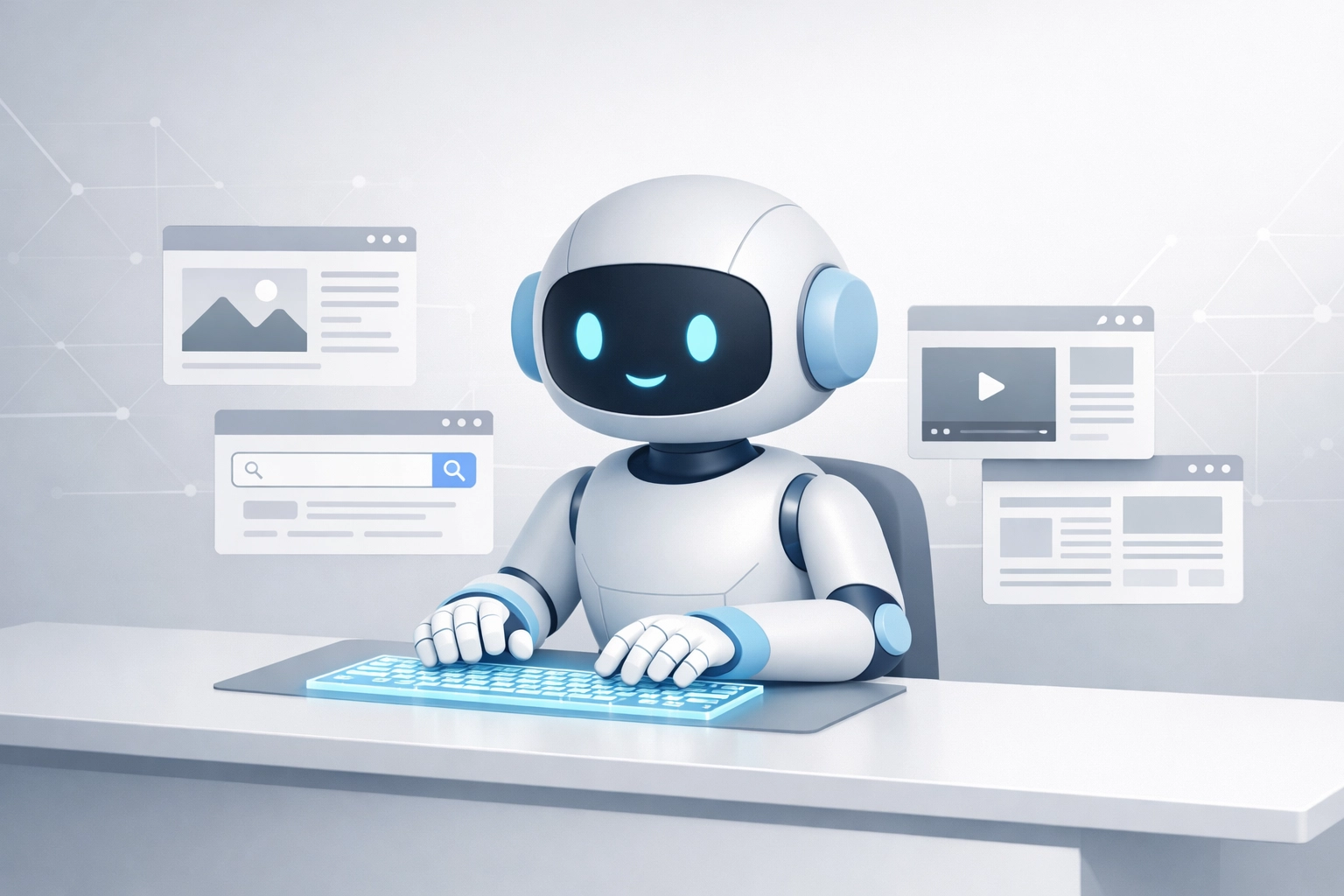 AI agent autonomously browsing multiple websites and researching businesses on the agentic web