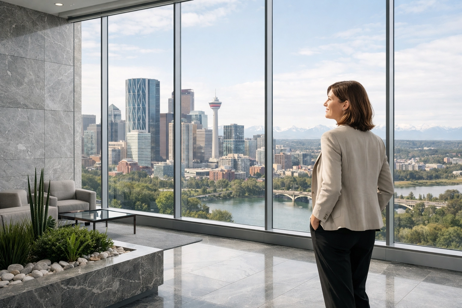 Relieved individual looking at the city after being approved for bad credit loans Toronto or EI loans.