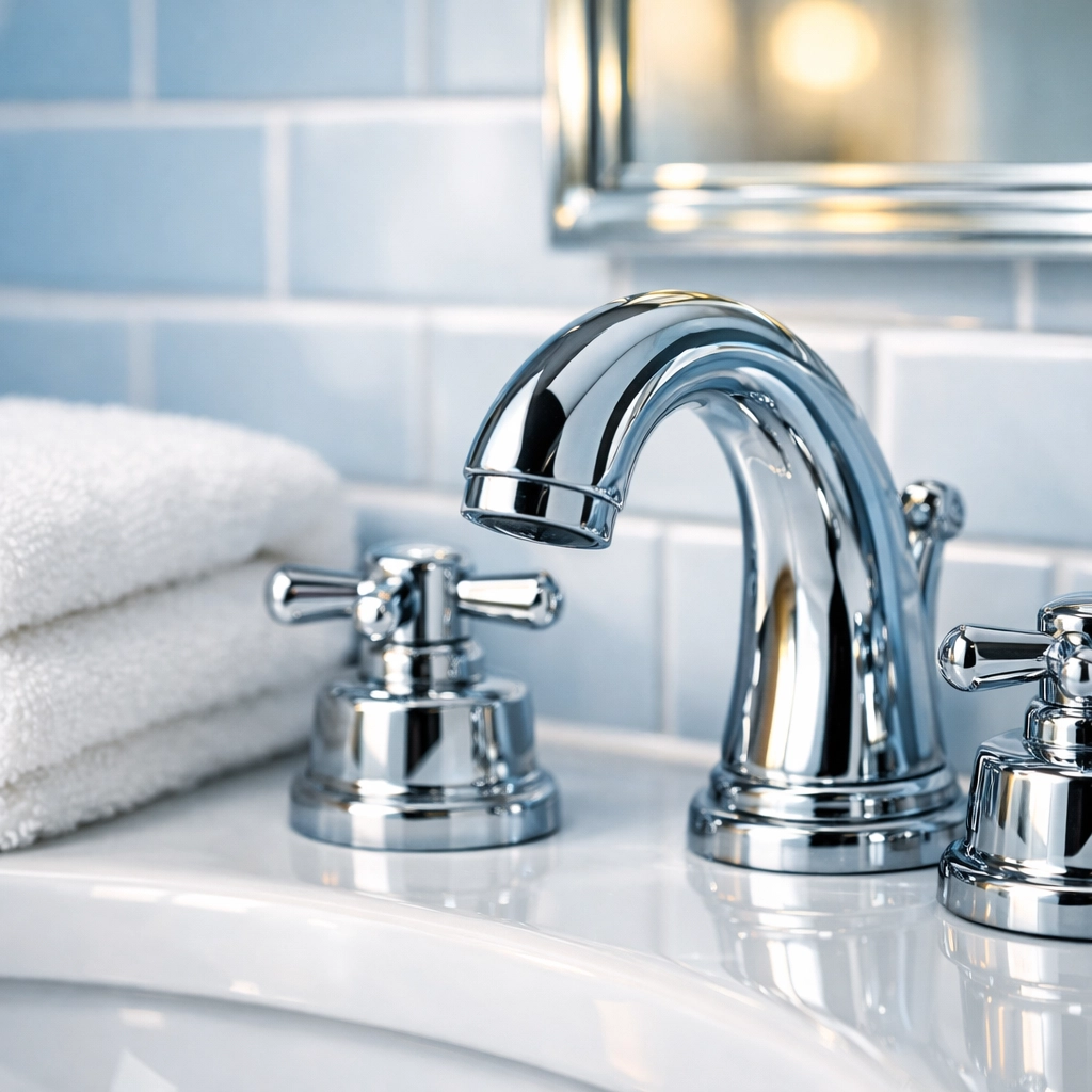 Spotless bathroom faucet and clean tile grout from professional cleaners in Leominster MA.