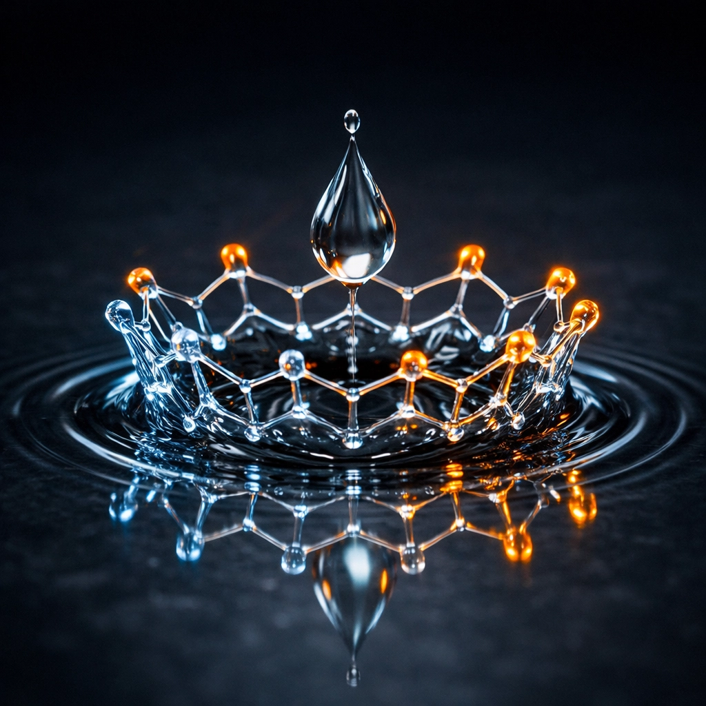 A precision liquid drop forming a lattice structure, symbolizing strategic chemical compliance and supply chain safety.