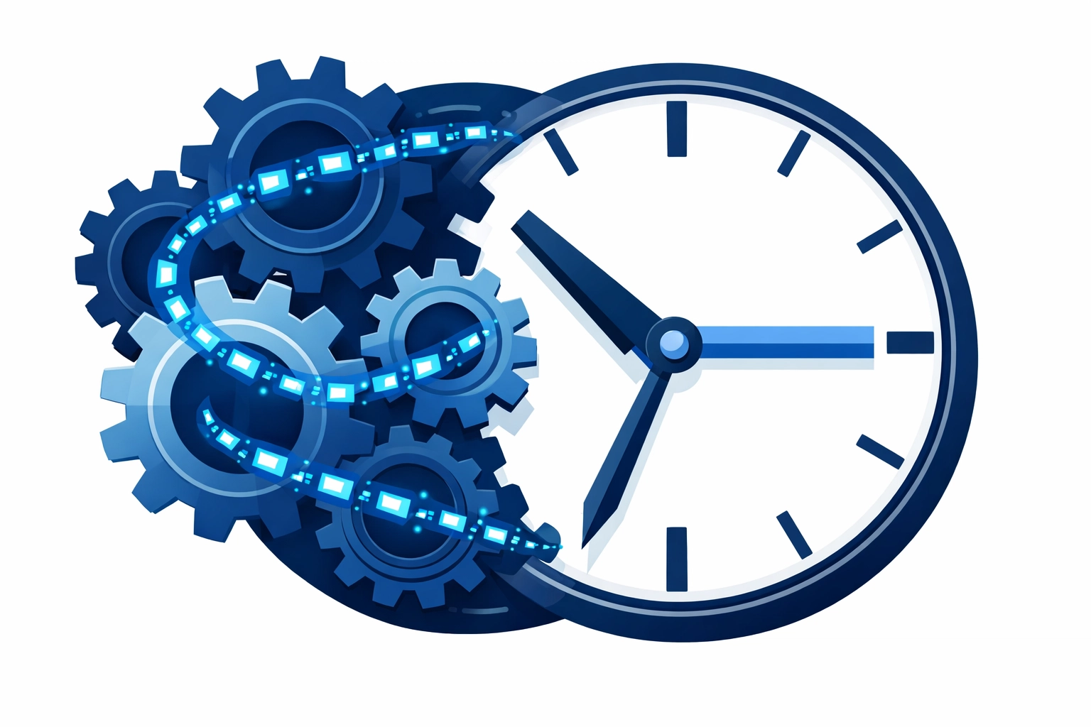 Clock and gears representing an automated data backup process for reliable business digital strategy.