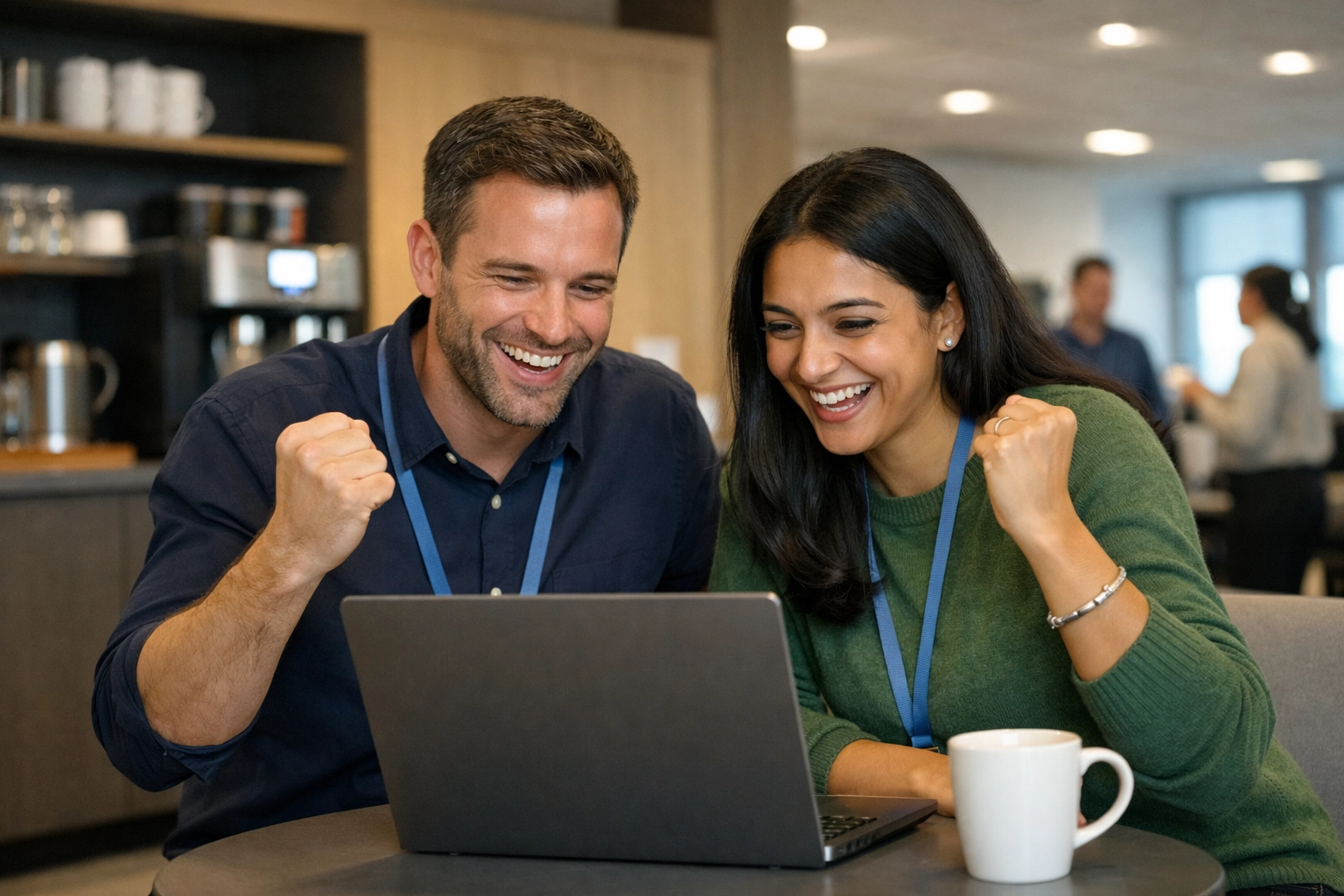 IT professionals celebrating ServiceNow ITOM ROI and operational excellence after a successful implementation.