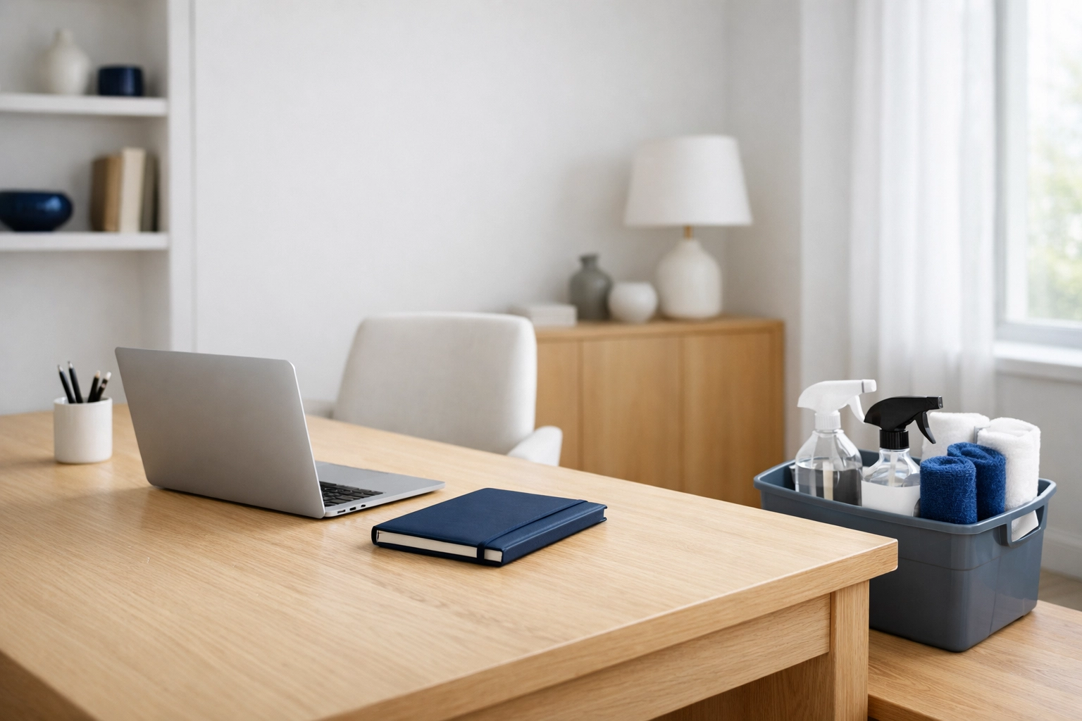 Spotless Worcester home office featuring professional equipment from maid services Worcester cleaners.