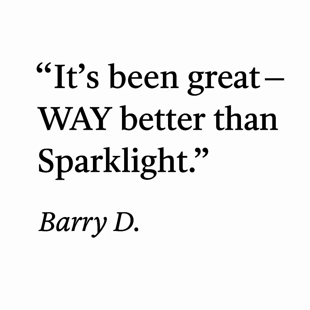 Customer testimonial comparing Rodeo Networks to Sparklight