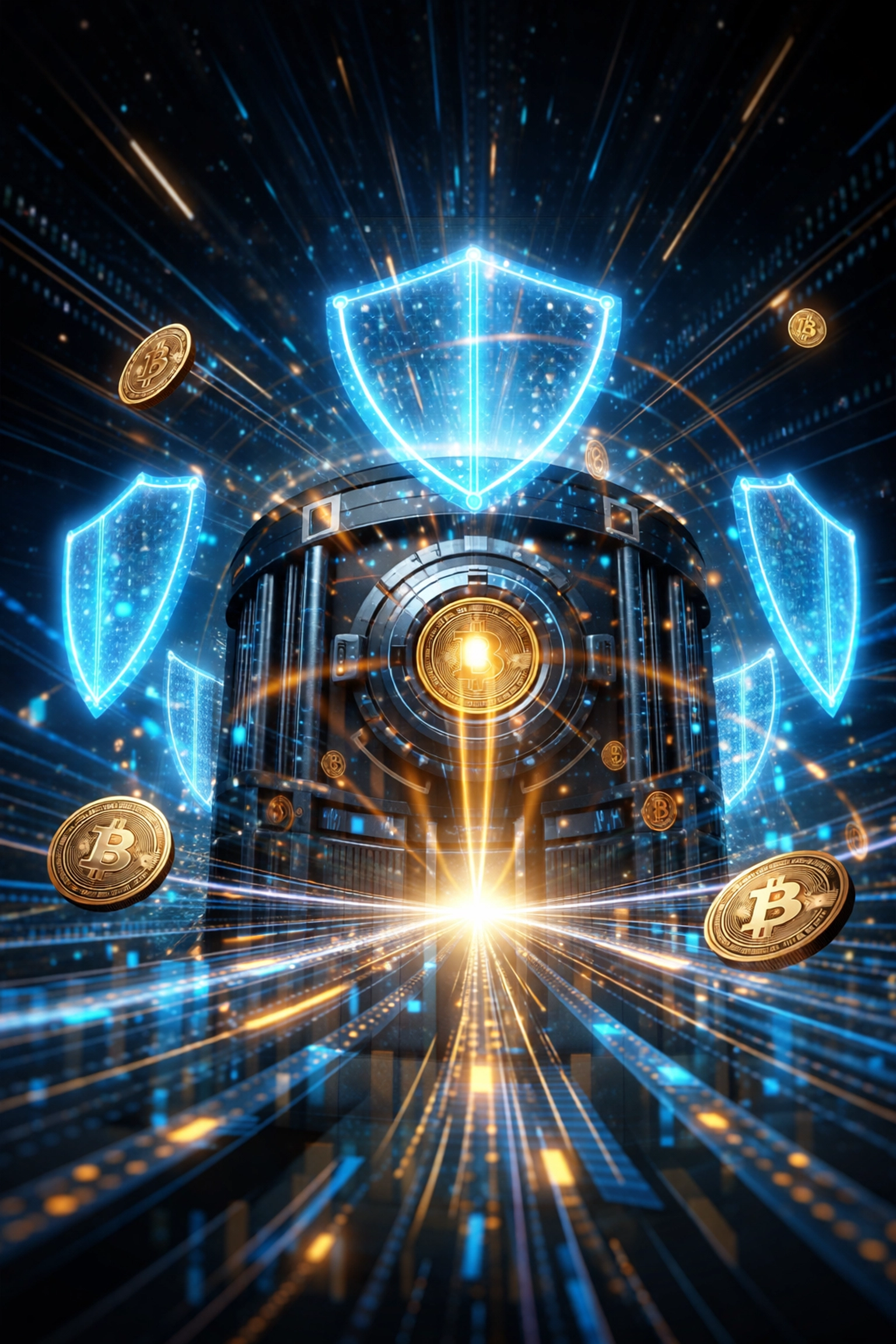 Digital vault symbolizing ultimate security and self-custody for Web3 global payments and crypto merchant accounts