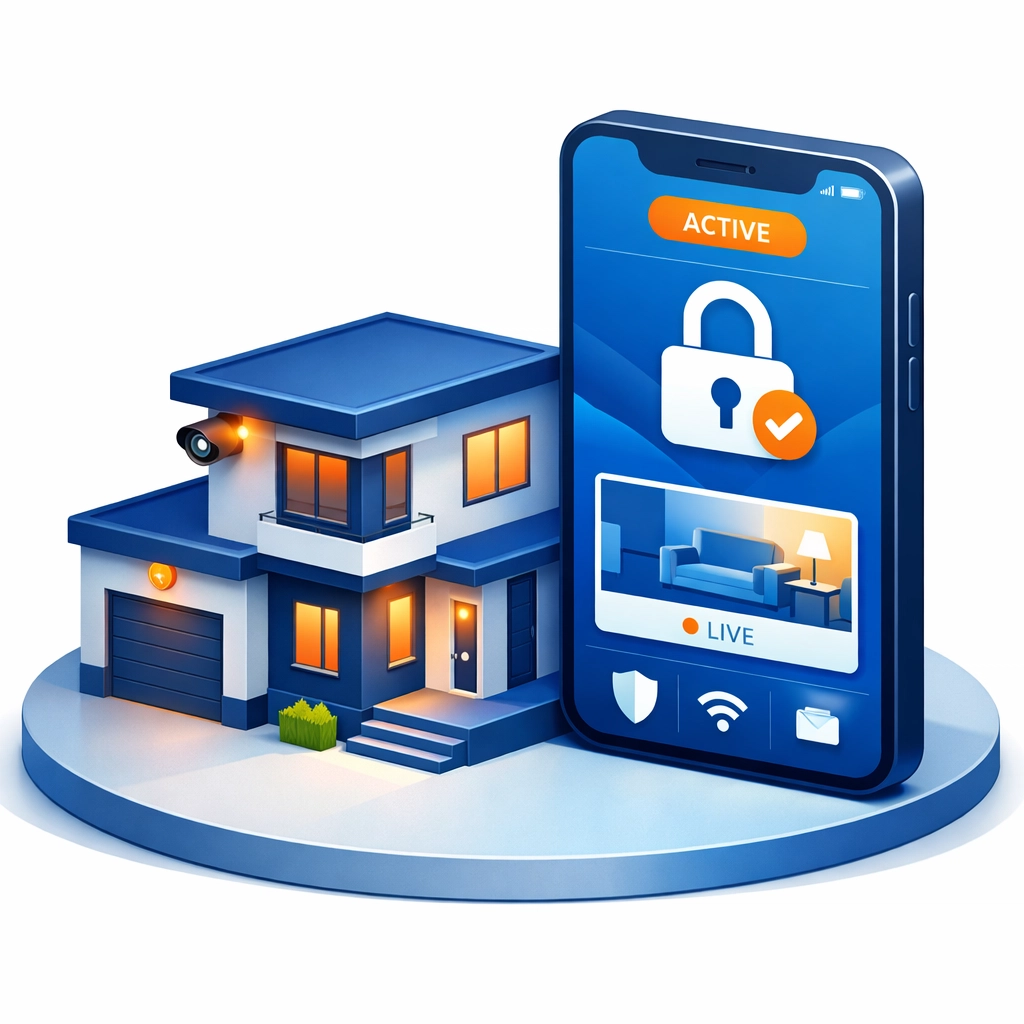 Smart home security app for a residential property, providing reliable protection for Farnham and Guildford owners.