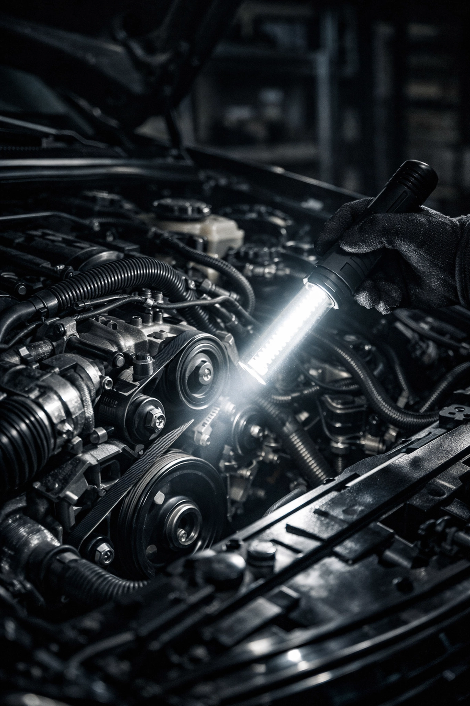 Detailed engine bay check as part of a thorough pre-purchase car inspection in Boise.