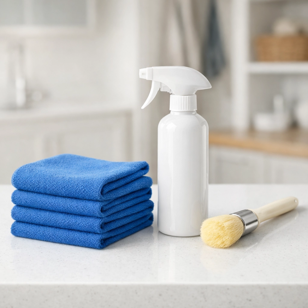 Premium eco-friendly supplies ready for luxury house cleaning Weston MA to ensure a healthy and spotless home.