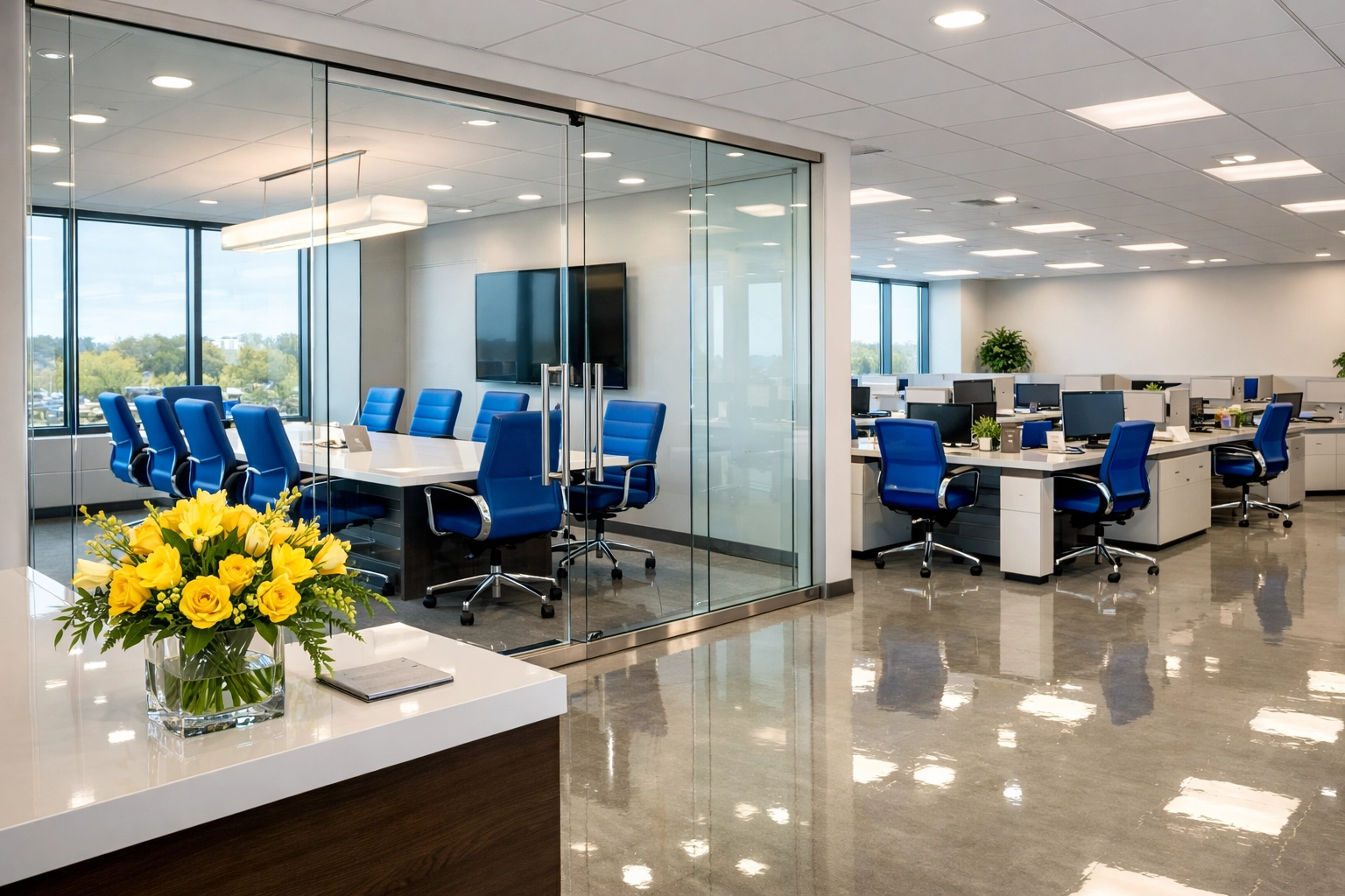 Sanitized corporate office cleaning in Westborough for a professional and healthy workspace.